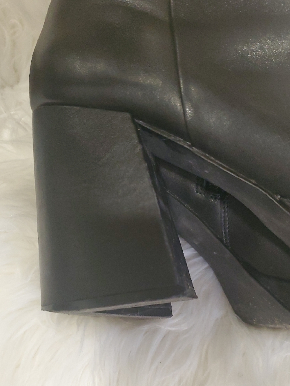 Y2k Steve Madden Elie Black Leather Block Heel Ankle Boots - Picture 14 of 16